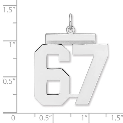 Sterlingsilber /rhodiniert Poliert Zahl 67 Charm
