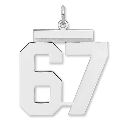 Sterlingsilber /rhodiniert Poliert Zahl 67 Charm