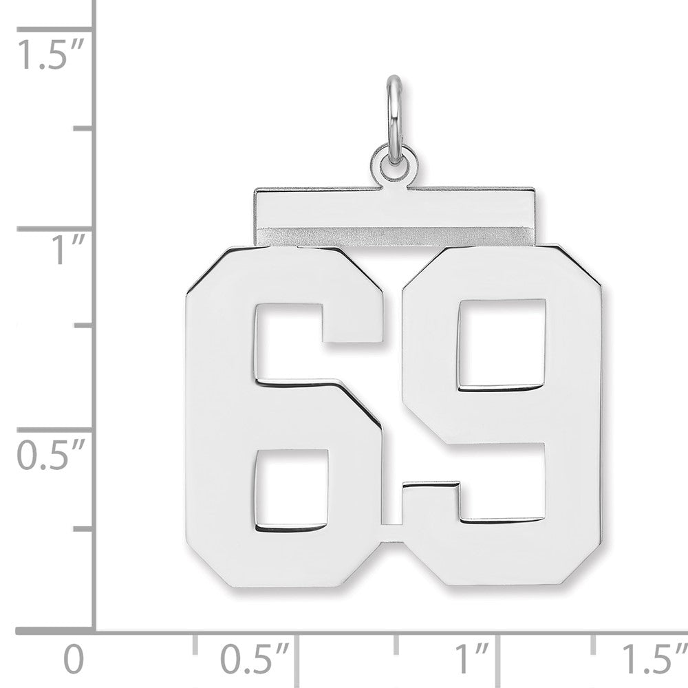 Sterlingsilber /rhodiniert Poliert Zahl 69 Charm