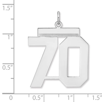 Sterlingsilber /rhodiniert Poliert Zahl 70 Charm
