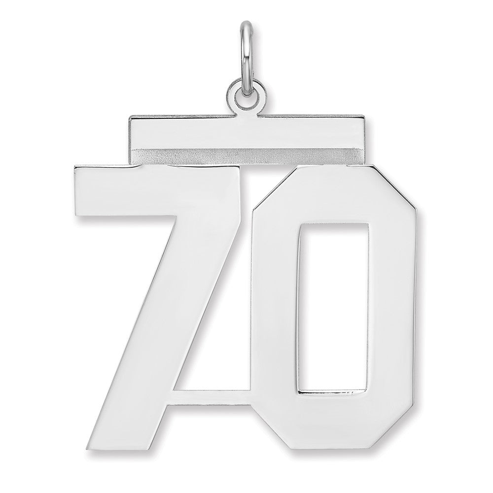 Sterlingsilber /rhodiniert Poliert Zahl 70 Charm