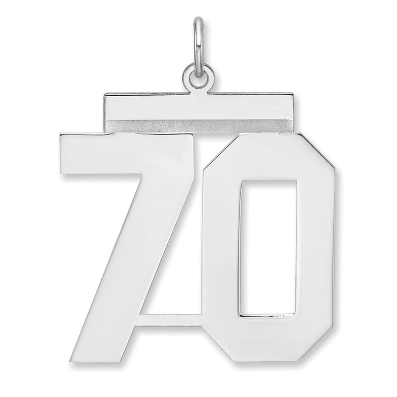 Sterlingsilber /rhodiniert Poliert Zahl 70 Charm