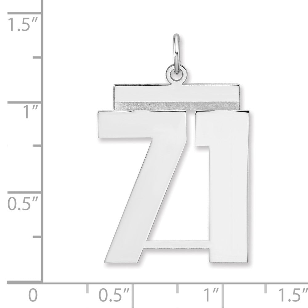 Sterlingsilber /rhodiniert Poliert Zahl 71 Charm