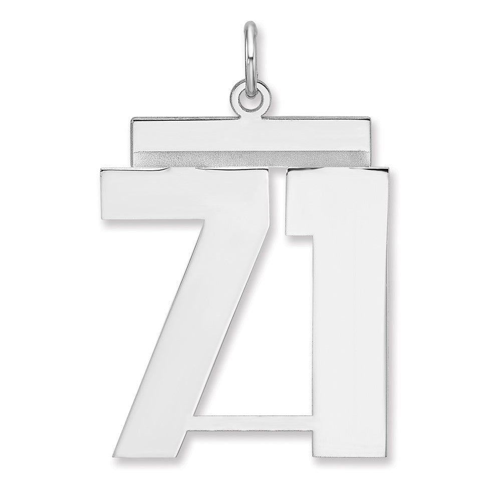 Sterlingsilber /rhodiniert Poliert Zahl 71 Charm