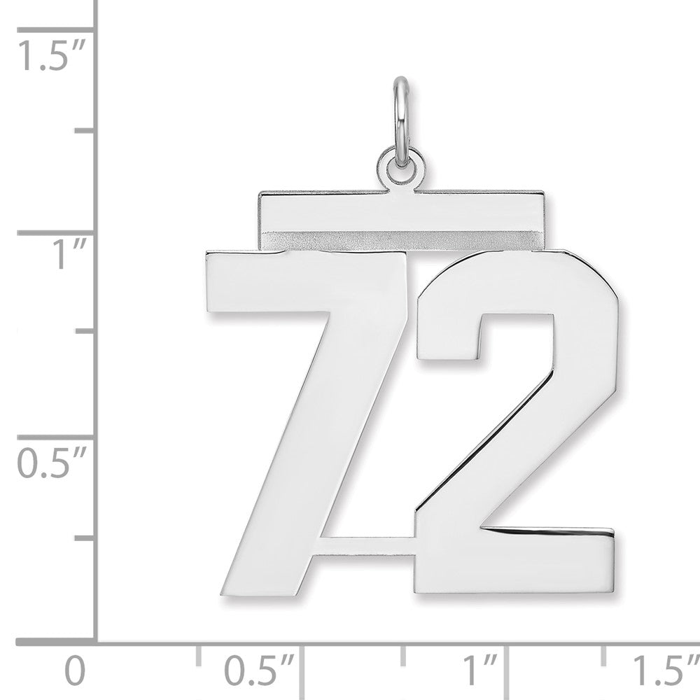Sterlingsilber /rhodiniert Poliert Zahl 72 Charm