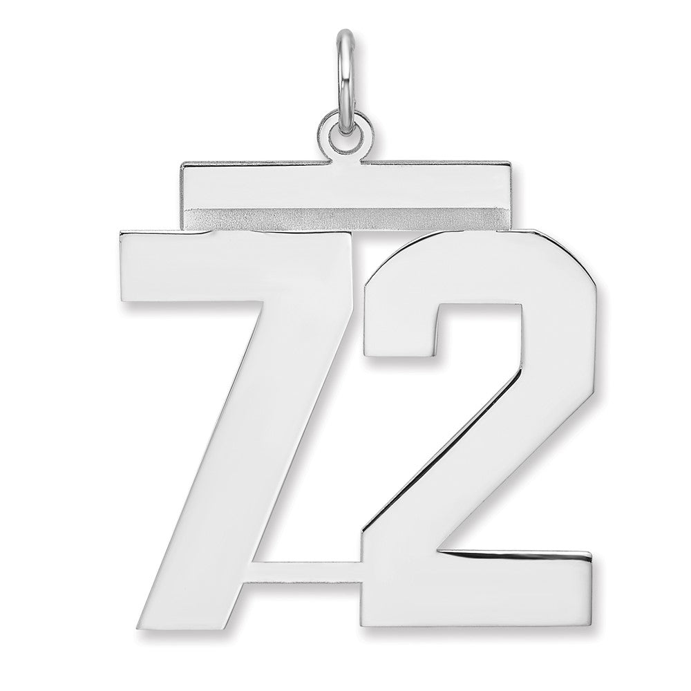 Sterlingsilber /rhodiniert Poliert Zahl 72 Charm