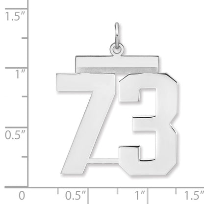 Sterlingsilber /rhodiniert Poliert Zahl 73 Charm