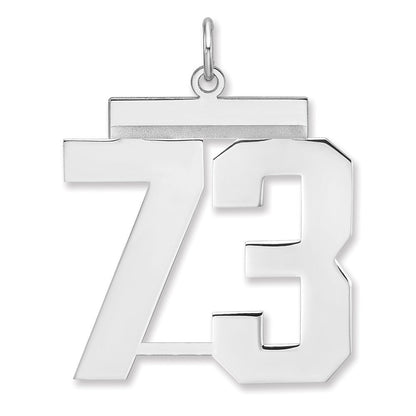 Sterlingsilber /rhodiniert Poliert Zahl 73 Charm