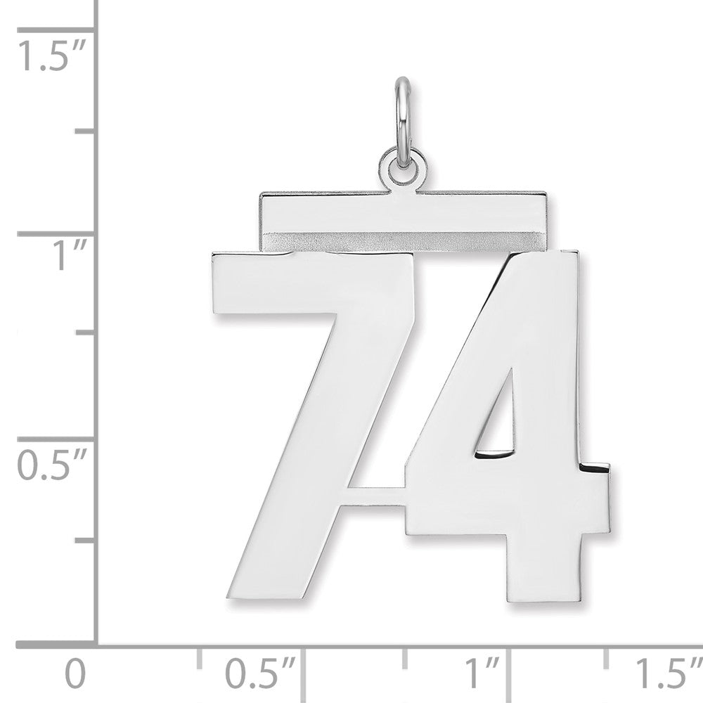 Sterlingsilber /rhodiniert Poliert Zahl 74 Charm