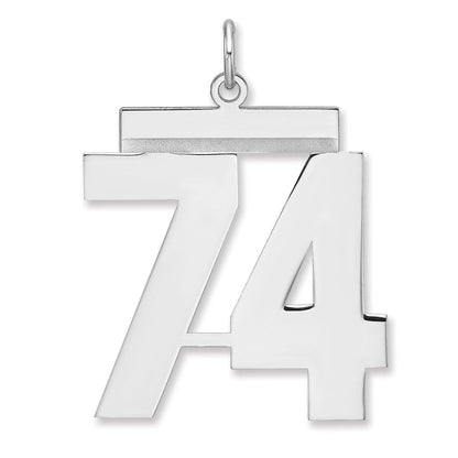 Sterlingsilber /rhodiniert Poliert Zahl 74 Charm