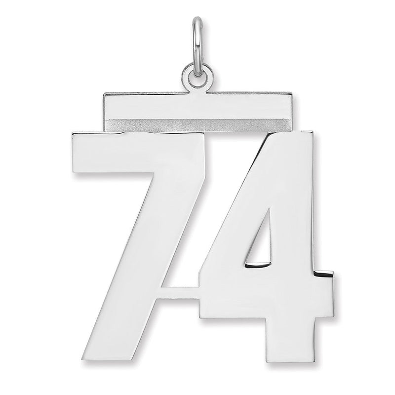 Sterlingsilber /rhodiniert Poliert Zahl 74 Charm
