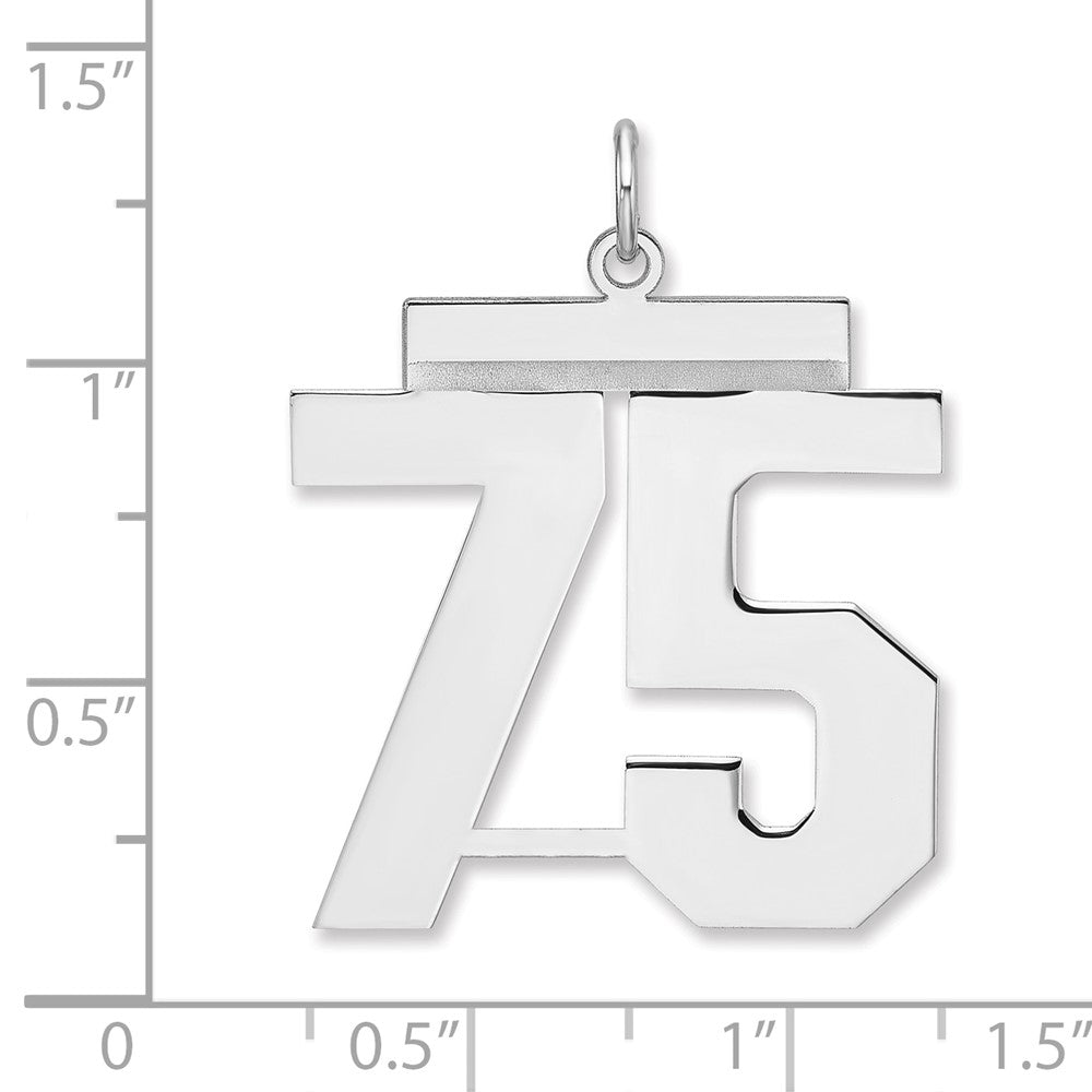 Sterlingsilber /rhodiniert Poliert Zahl 75 Charm