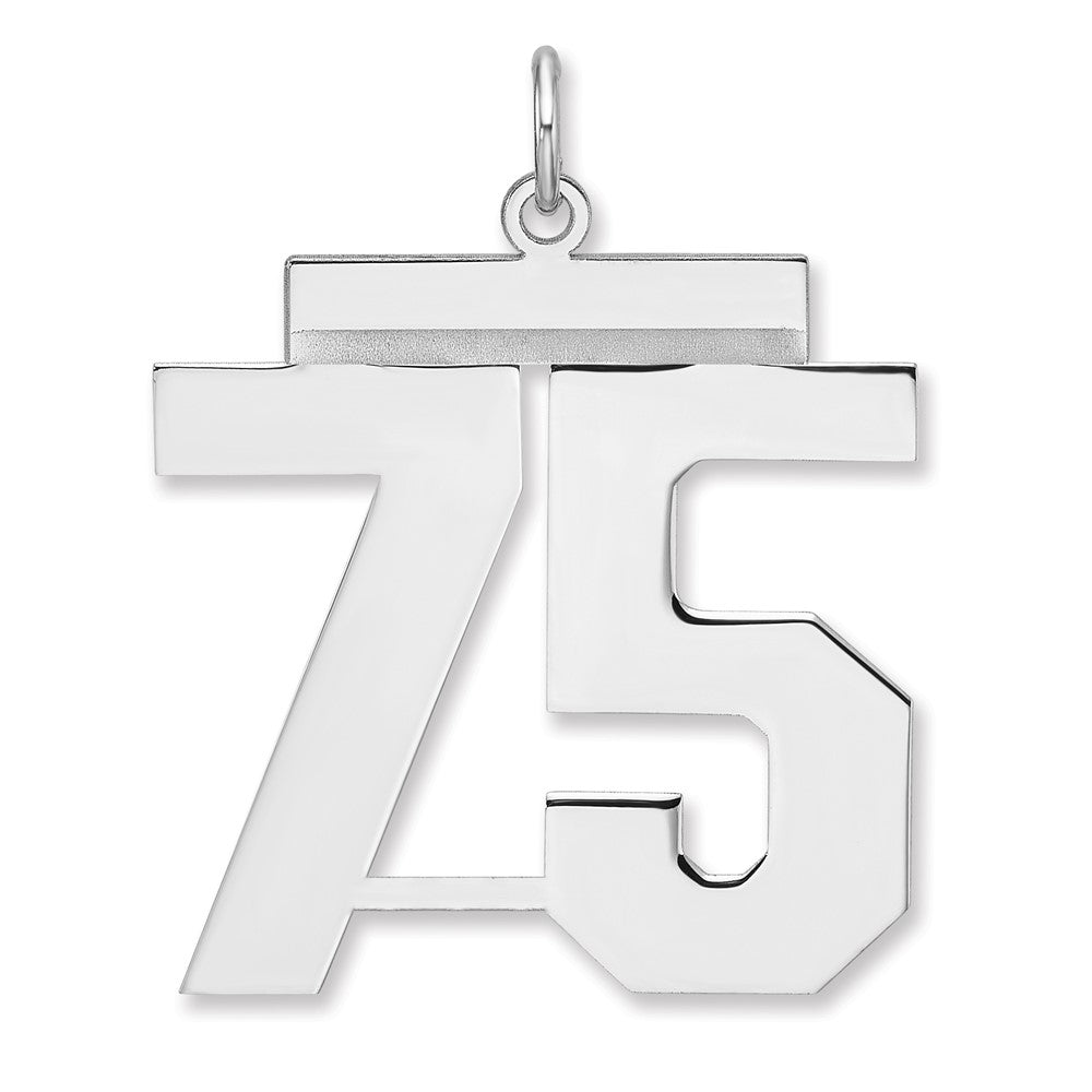 Sterlingsilber /rhodiniert Poliert Zahl 75 Charm