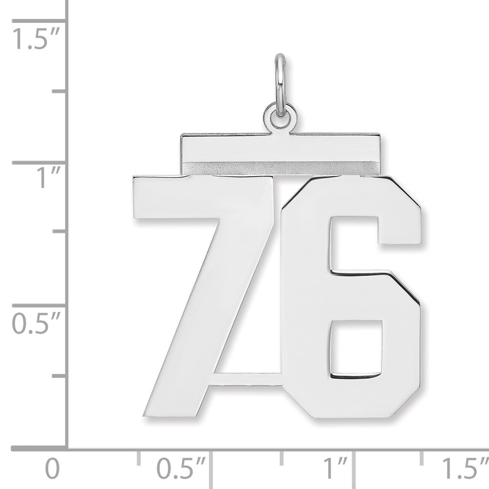Sterlingsilber /rhodiniert Poliert Zahl 76 Charm