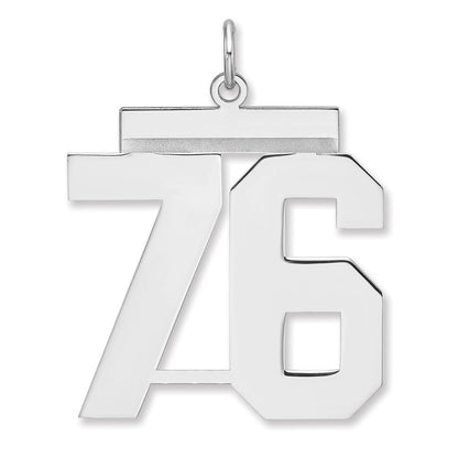 Sterlingsilber /rhodiniert Poliert Zahl 76 Charm
