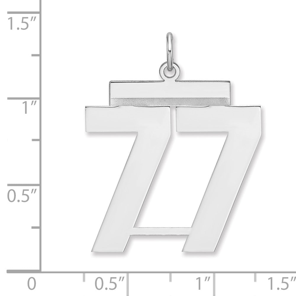 Sterlingsilber /rhodiniert Poliert Zahl 77 Charm