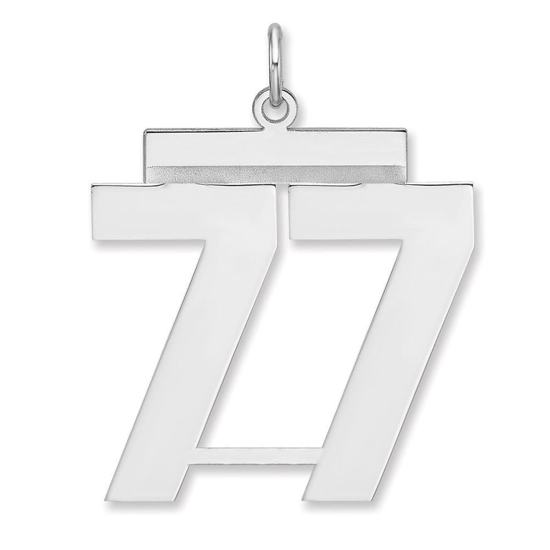 Sterlingsilber /rhodiniert Poliert Zahl 77 Charm
