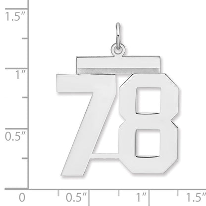 Sterlingsilber /rhodiniert Poliert Zahl 78 Charm