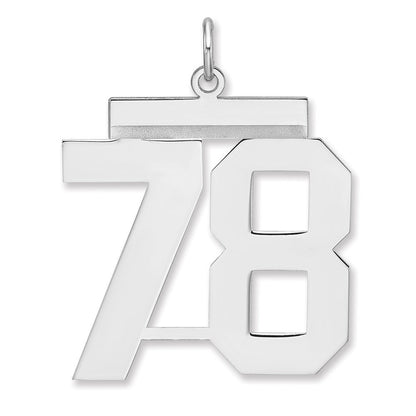 Sterlingsilber /rhodiniert Poliert Zahl 78 Charm