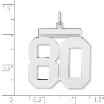 Sterlingsilber /rhodiniert Poliert Zahl 80 Charm