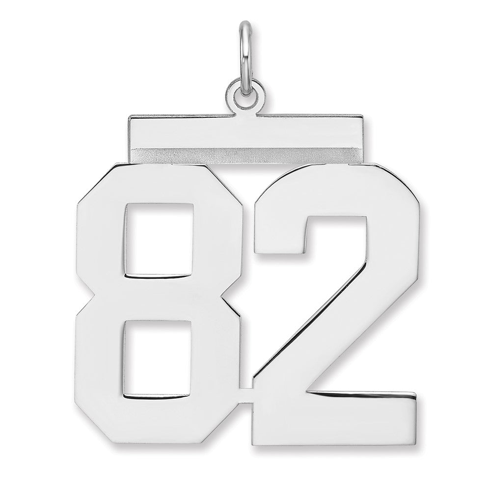 Sterlingsilber /rhodiniert Poliert Zahl 82 Charm