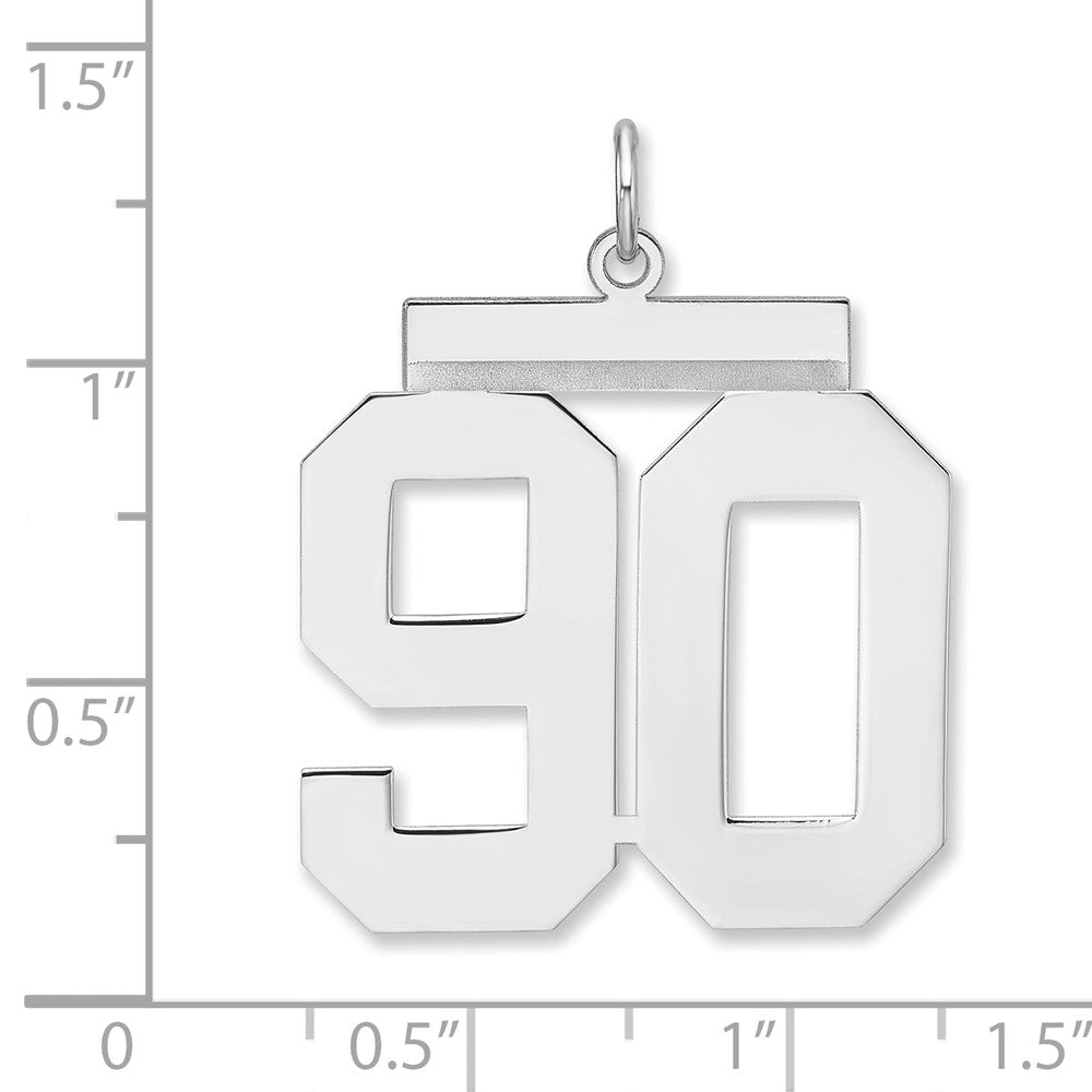 Sterlingsilber /rhodiniert Poliert Zahl 90 Charm