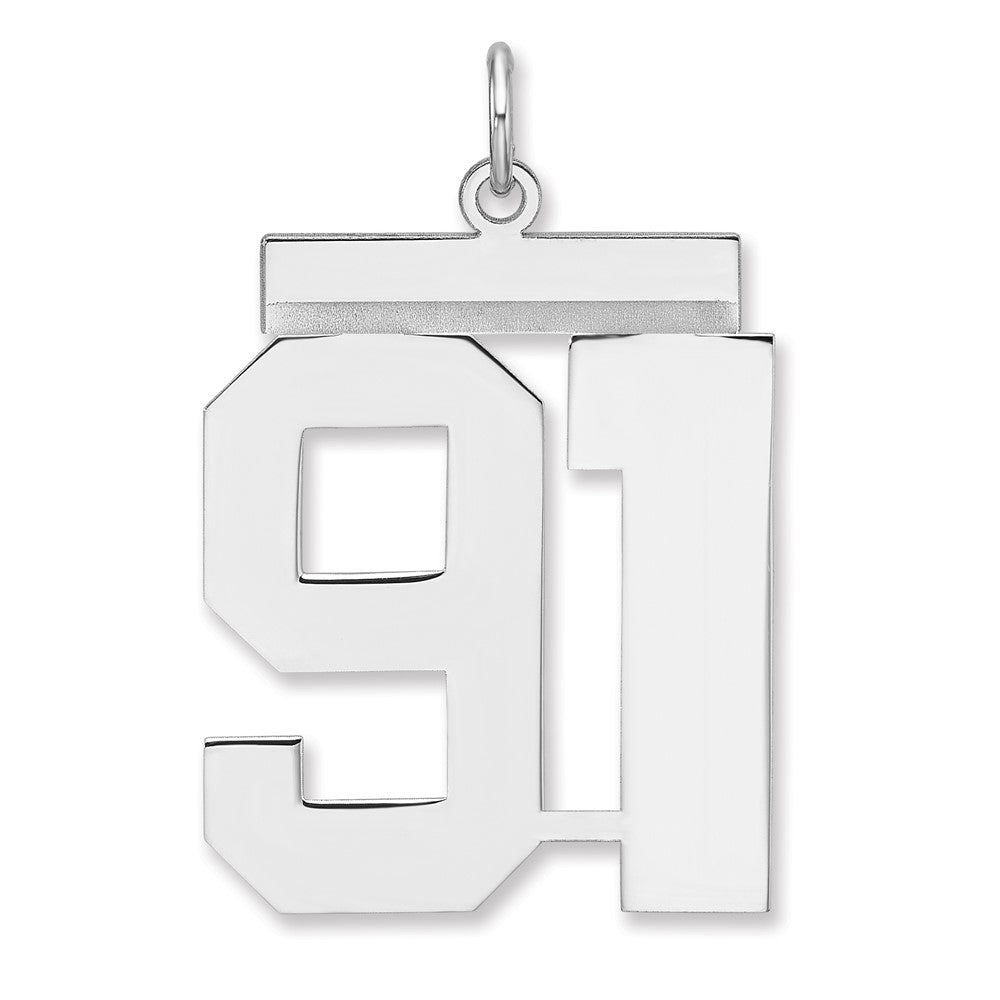 Sterlingsilber /rhodiniert Poliert Zahl 91 Charm