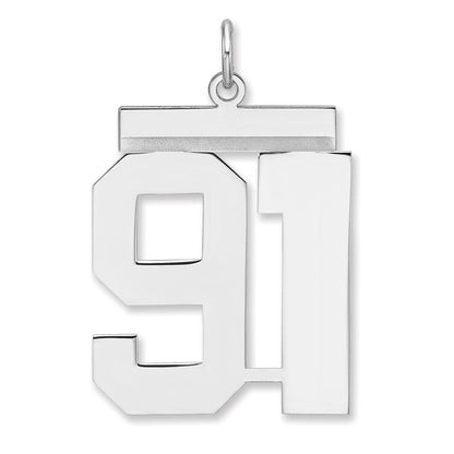 Sterlingsilber /rhodiniert Poliert Zahl 91 Charm