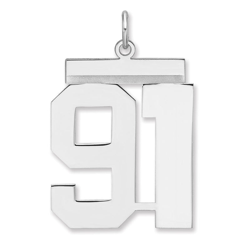 Sterlingsilber /rhodiniert Poliert Zahl 91 Charm