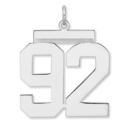 Sterlingsilber /rhodiniert Poliert Zahl 92 Charm