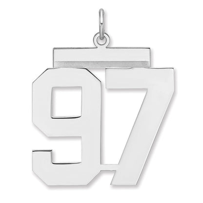 Sterlingsilber /rhodiniert Poliert Zahl 97 Charm