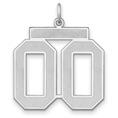 Sterlingsilber /rhodiniert Satiniert Zahl 00 Charm