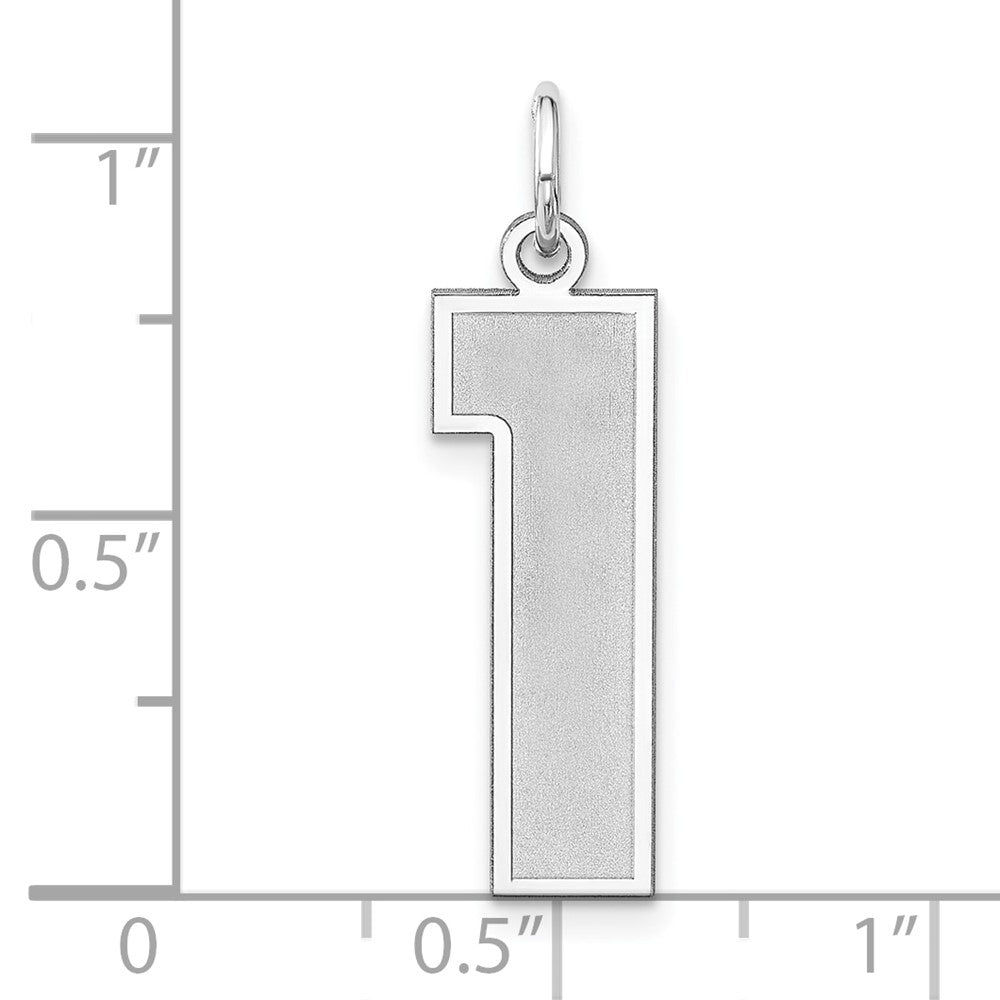Sterlingsilber /rhodiniert Satiniert Zahl 1 Charm