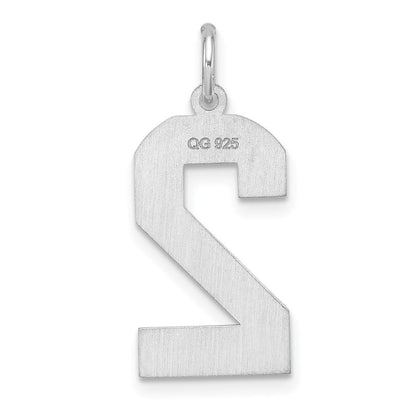 Sterlingsilber /rhodiniert Satiniert Zahl 2 Charm