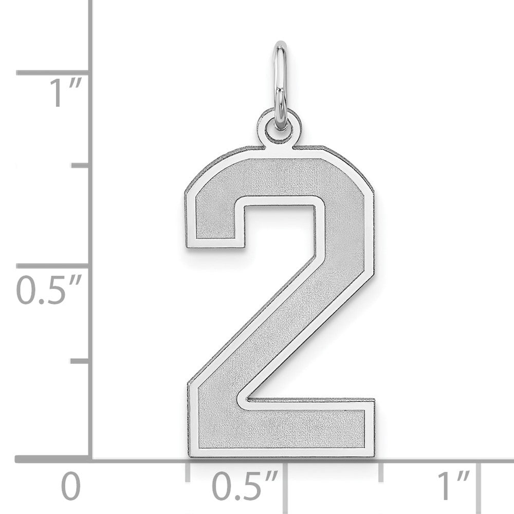 Sterlingsilber /rhodiniert Satiniert Zahl 2 Charm
