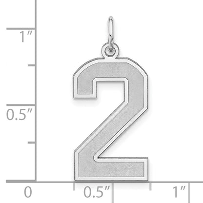 Sterlingsilber /rhodiniert Satiniert Zahl 2 Charm