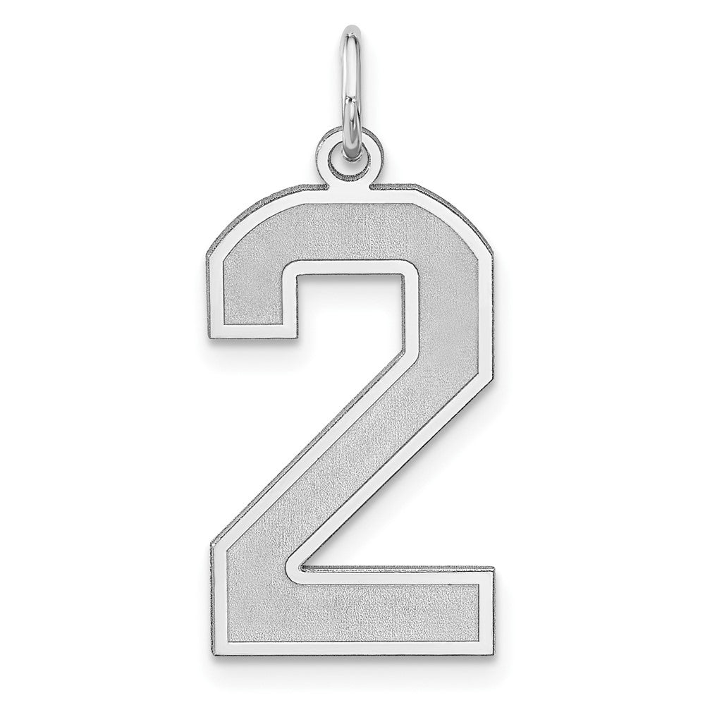 Sterlingsilber /rhodiniert Satiniert Zahl 2 Charm