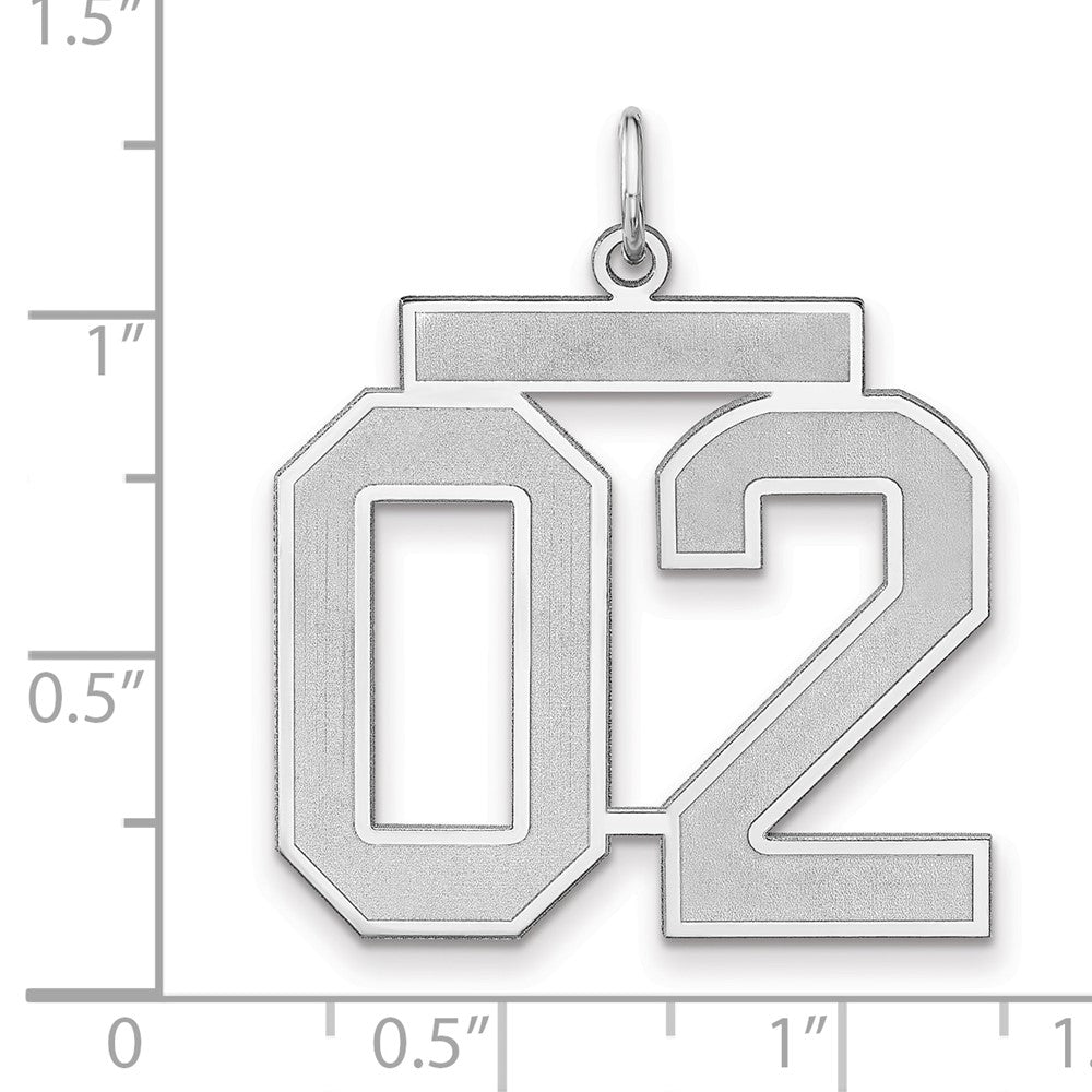 Sterlingsilber /rhodiniert Satiniert Zahl 02 Charm