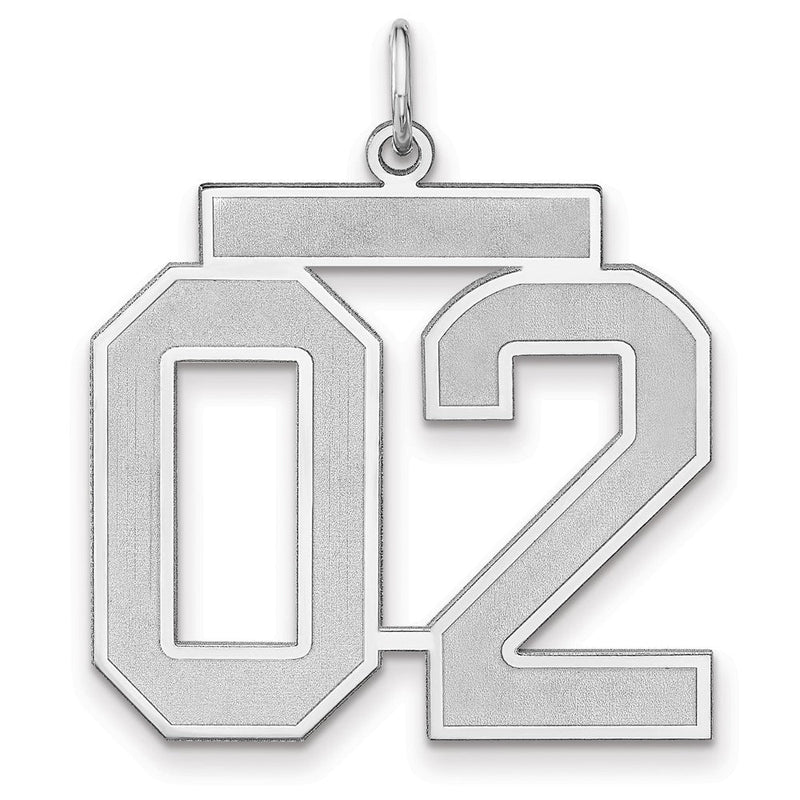 Sterlingsilber /rhodiniert Satiniert Zahl 02 Charm