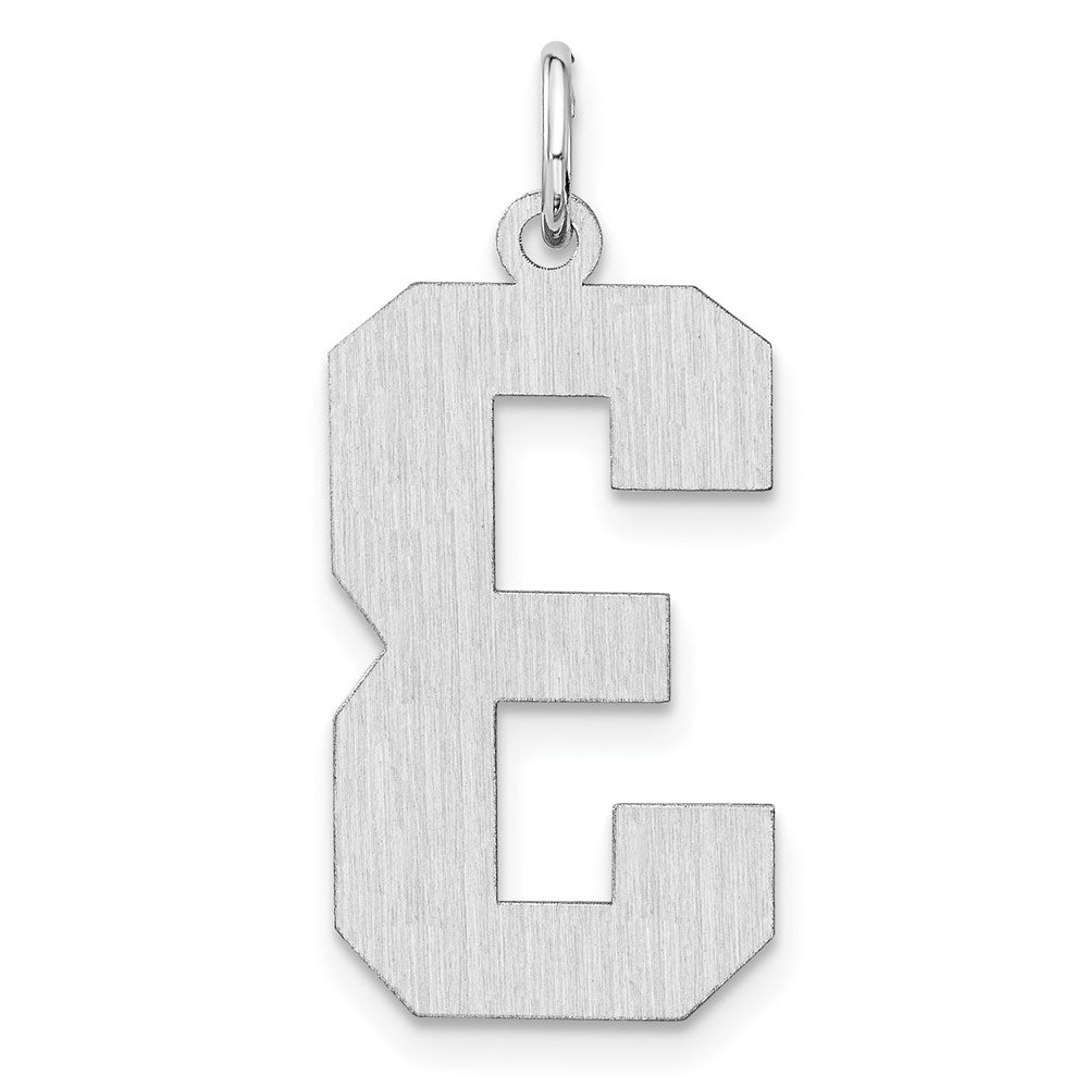 Sterlingsilber /rhodiniert Satiniert Zahl 3 Charm