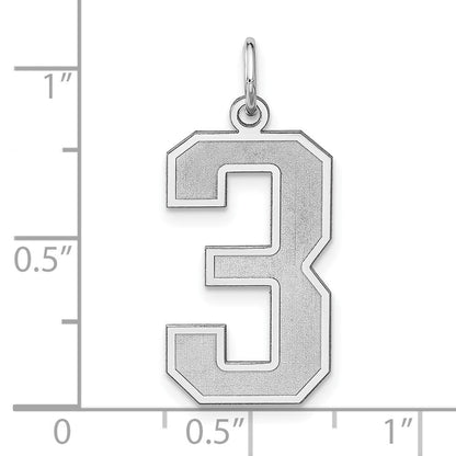 Sterlingsilber /rhodiniert Satiniert Zahl 3 Charm
