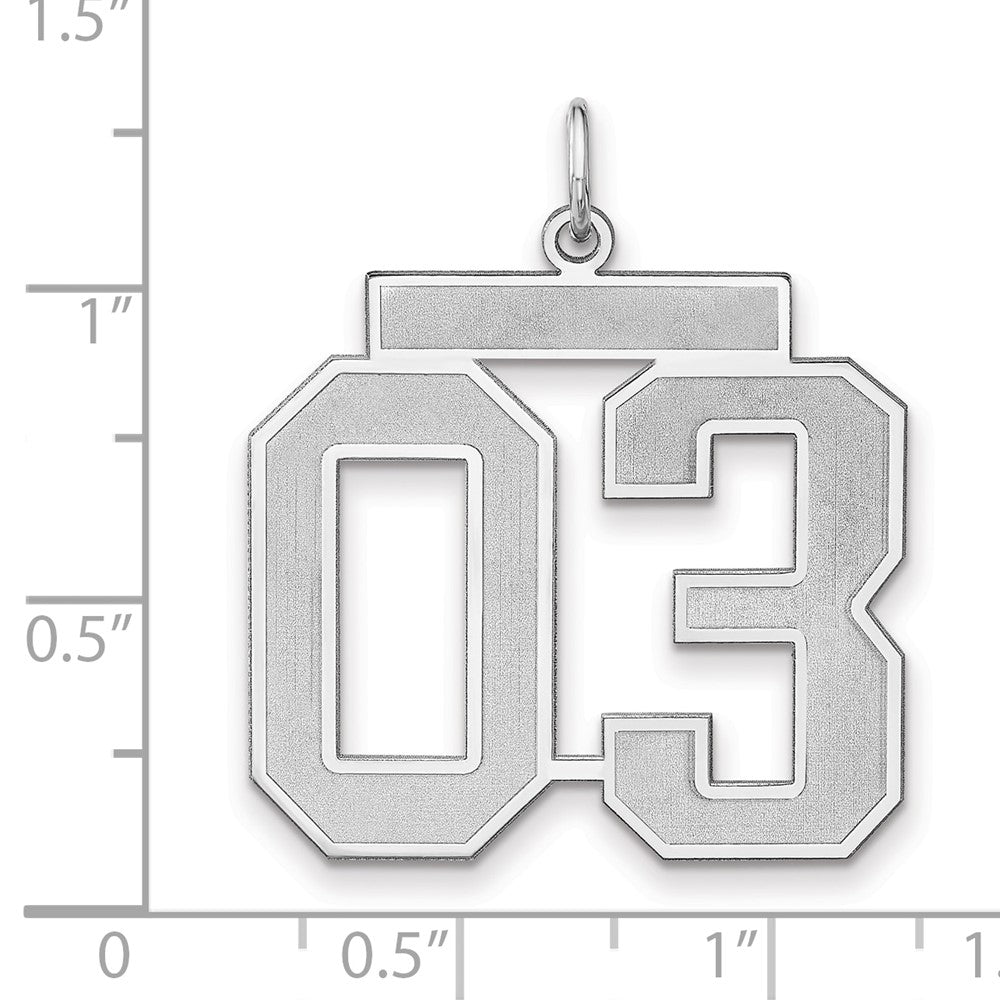 Sterlingsilber /rhodiniert Satiniert Zahl 03 Charm