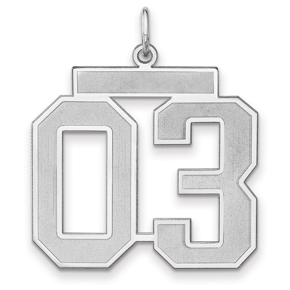 Sterlingsilber /rhodiniert Satiniert Zahl 03 Charm