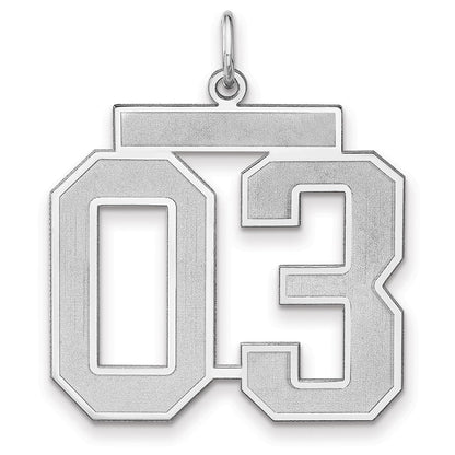 Sterlingsilber /rhodiniert Satiniert Zahl 03 Charm