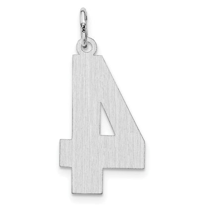 Sterlingsilber /rhodiniert Satiniert Zahl 4 Charm