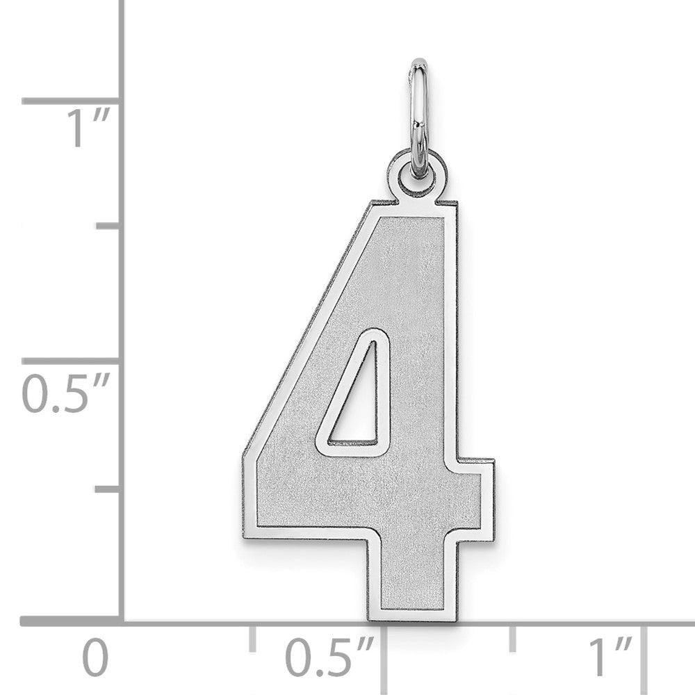 Sterlingsilber /rhodiniert Satiniert Zahl 4 Charm
