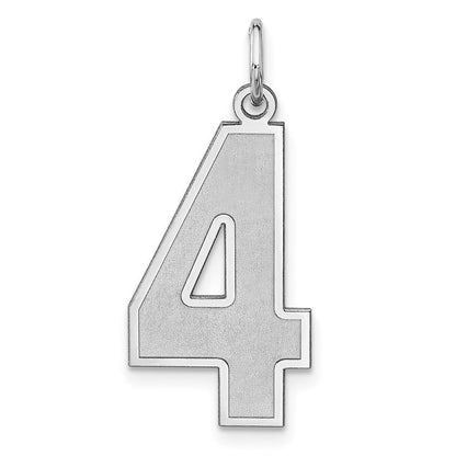 Sterlingsilber /rhodiniert Satiniert Zahl 4 Charm