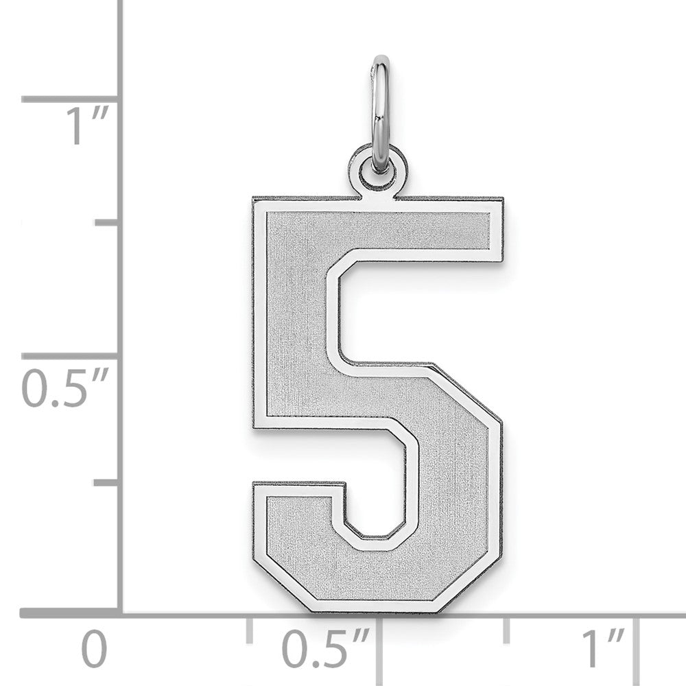 Sterlingsilber /rhodiniert Satiniert Zahl 5 Charm