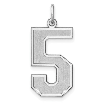 Sterlingsilber /rhodiniert Satiniert Zahl 5 Charm