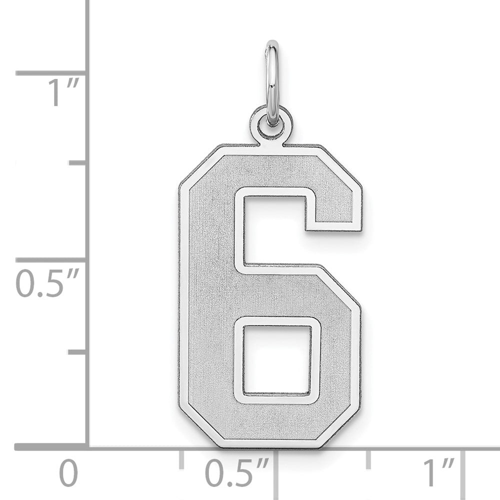 Sterlingsilber /rhodiniert Satiniert Zahl 6 Charm